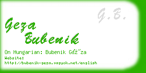 geza bubenik business card